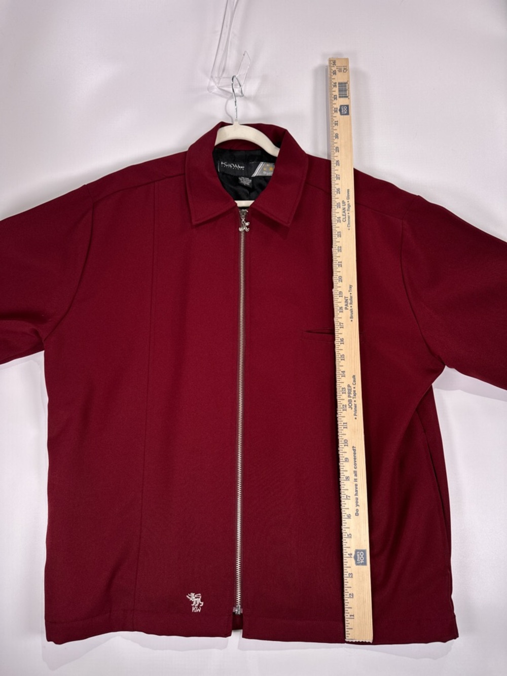 KikWear Smooth Cut Mechanic Jacket Vintage Full Zip Polyester Burgundy L - Picture 9 of 10